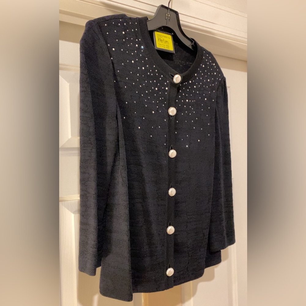 ST. JOHN Black Cardigan Embellished with Rhinestones